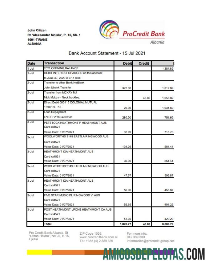 Albania ProCredit bank in Excel format.PDF pratinjau