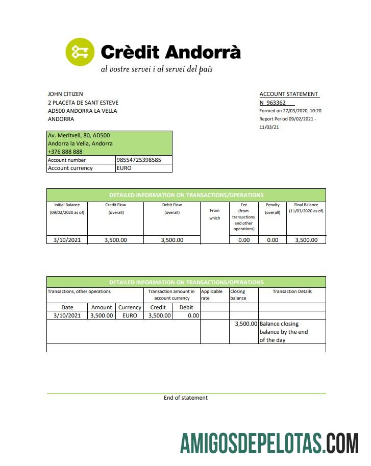 Realistis Andorra Kredit Andorra bank laporan templat in Excel and PDF format