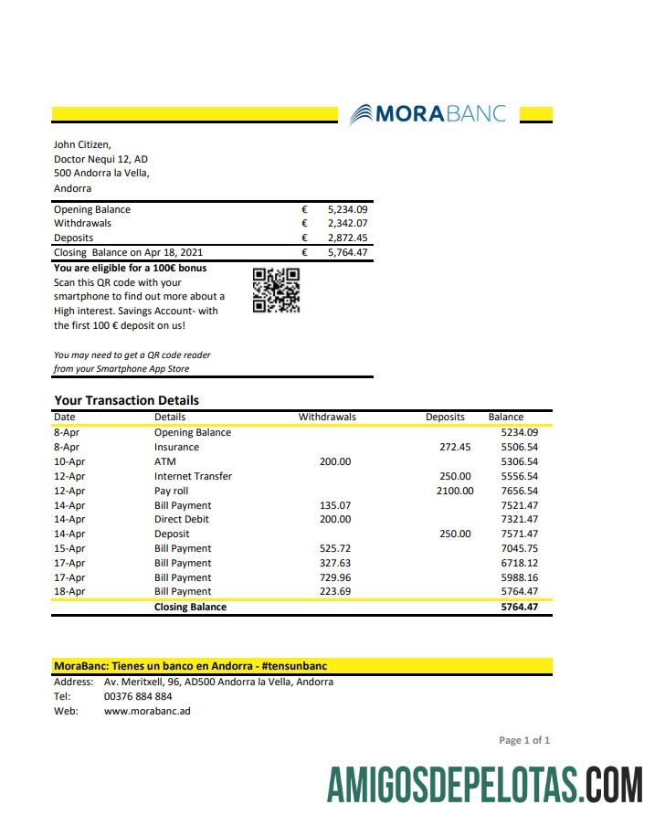 Premium Andorra MoraBank bank laporan templat in Excel and PDF format