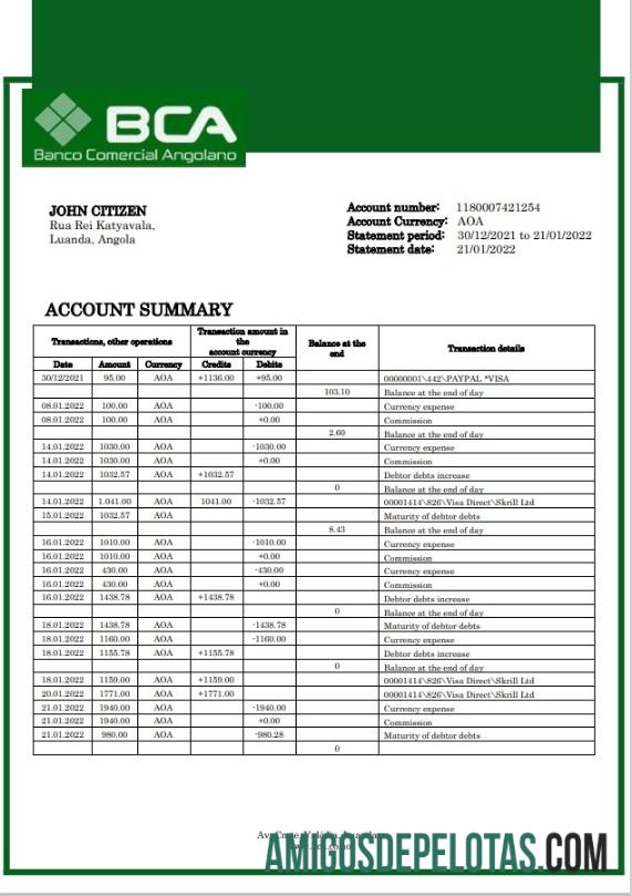 Angola Banco Comercial Angolano bank laporan desain