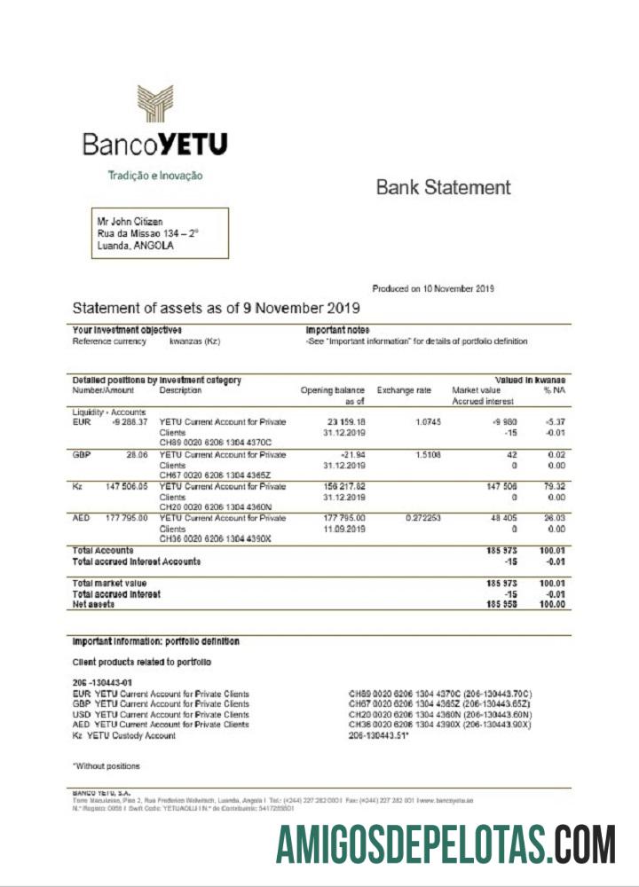 Angola Banco Yetu bank laporan desain