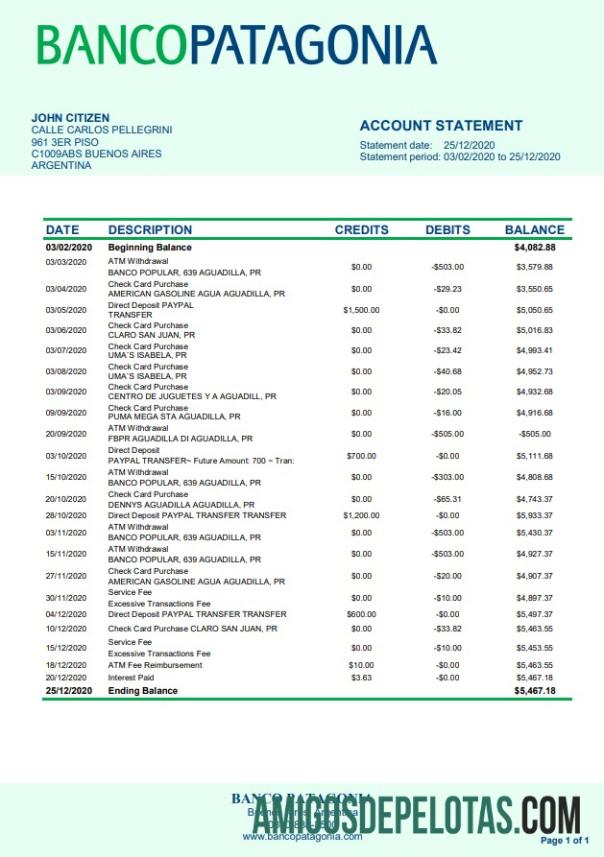 Argentina Banco Patagonia bank laporan desain