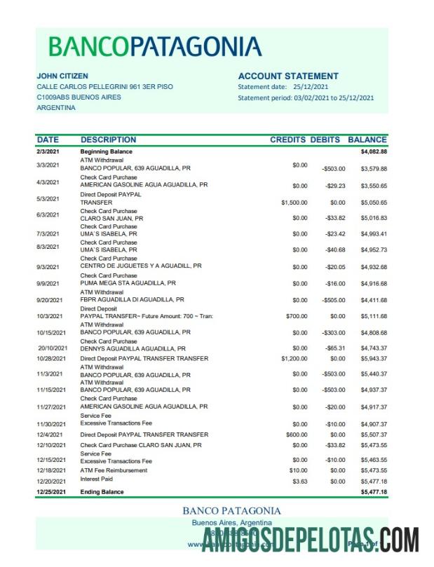 Argentina Banco Patagonia makering