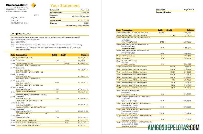 Dapat Diedit Australia Commonwealth bank laporan templat in Excel and PDF format (3 pages), versi 2