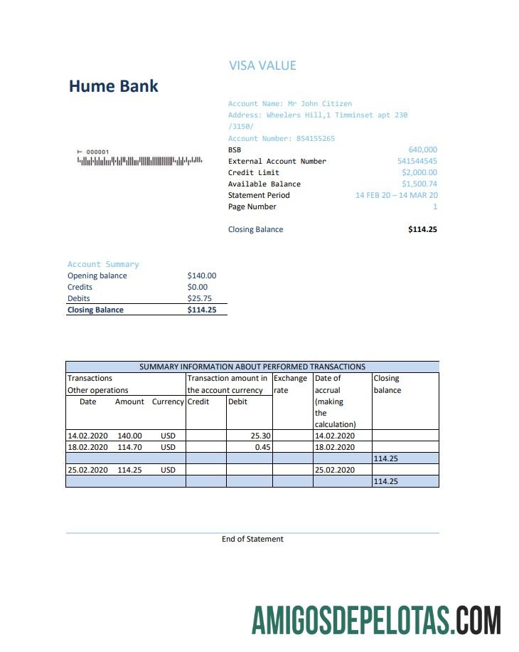 Dapat Diedit Australia Humebank bank laporan easy to fill templat in Excel and PDF format