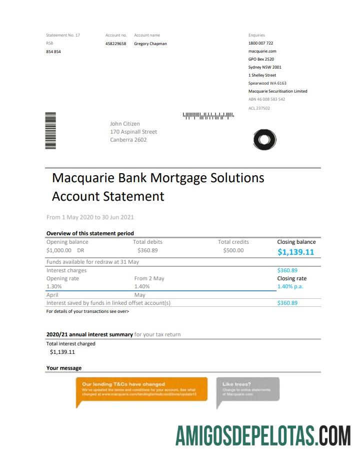 Premium Australia Macquire bank laporan easy to fill templat in Excel and PDF format