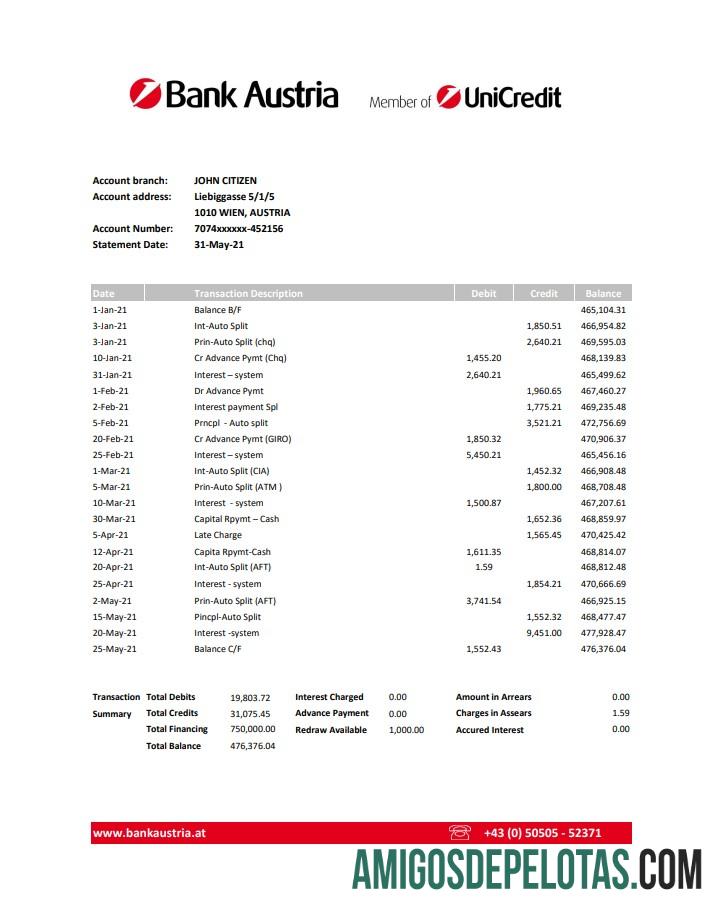 Berkualitas Austria bank Austria bank laporan easy to fill templat in Excel and PDF format