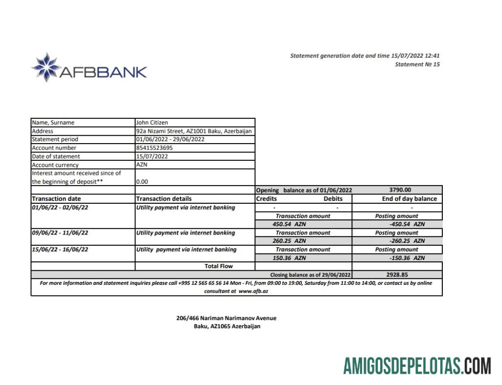 Realistis Azerbaijan Afbbank bank laporan templat in Excel and PDF format