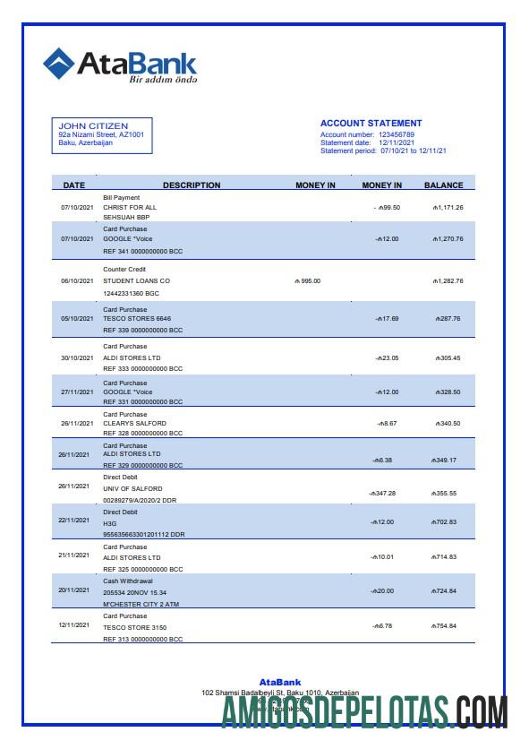 Berkualitas Azerbaijan Atabank bank laporan templat in Word and PDF format