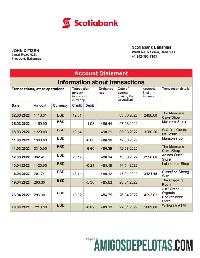 Bahama Scotiabank bank laporan desain