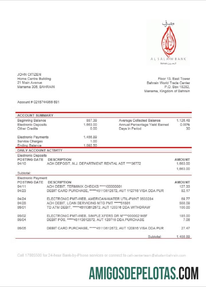 Bahrain Al Salam bank laporan templat