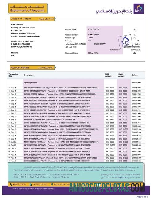 Profesional Bahrain Islamic bank laporan of rekening┬áWord and PDF templat
