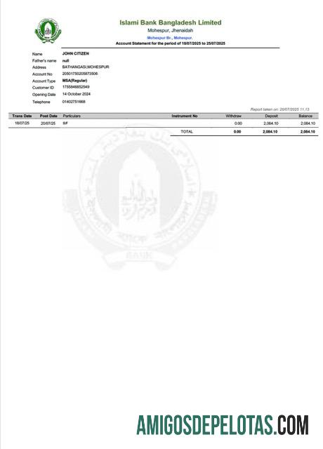 Profesional Bangladesh Islami bank Limited Word and PDF templat