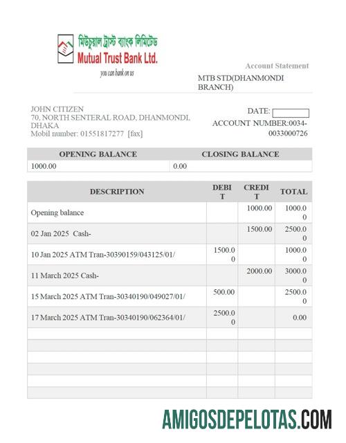 Realistis Bangladesh Mutual Trust bank rekening laporan┬áWord and PDF templat