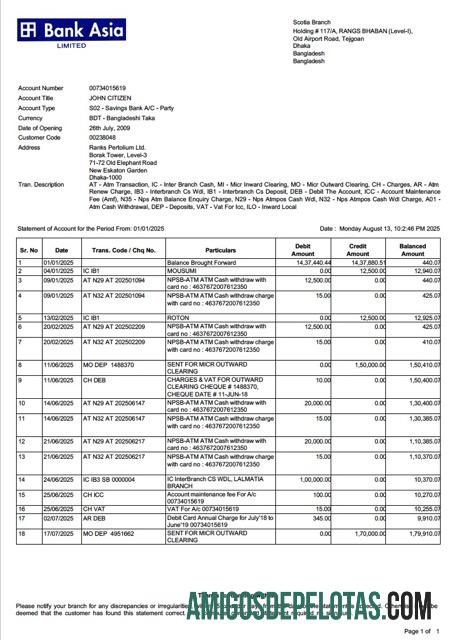 Berkualitas Bangladesh┬ábank Asia rekening laporan┬áWord and PDF templat