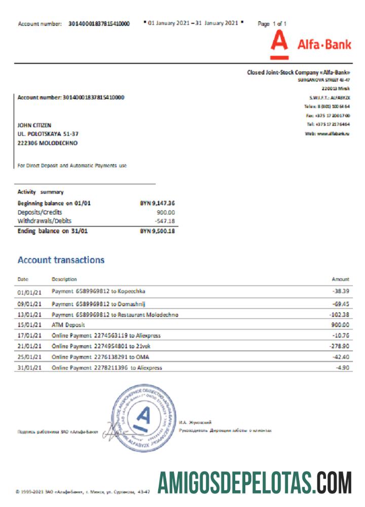 Belarus Alfa bank makering