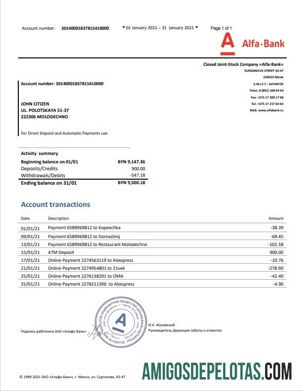 Berkualitas Belarus Alfa bank laporan templat in Word and PDF format
