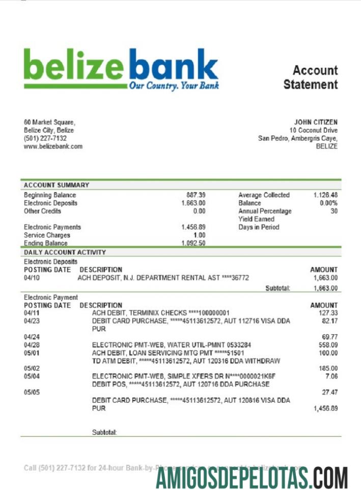 Belize Belizebank bank laporan desain