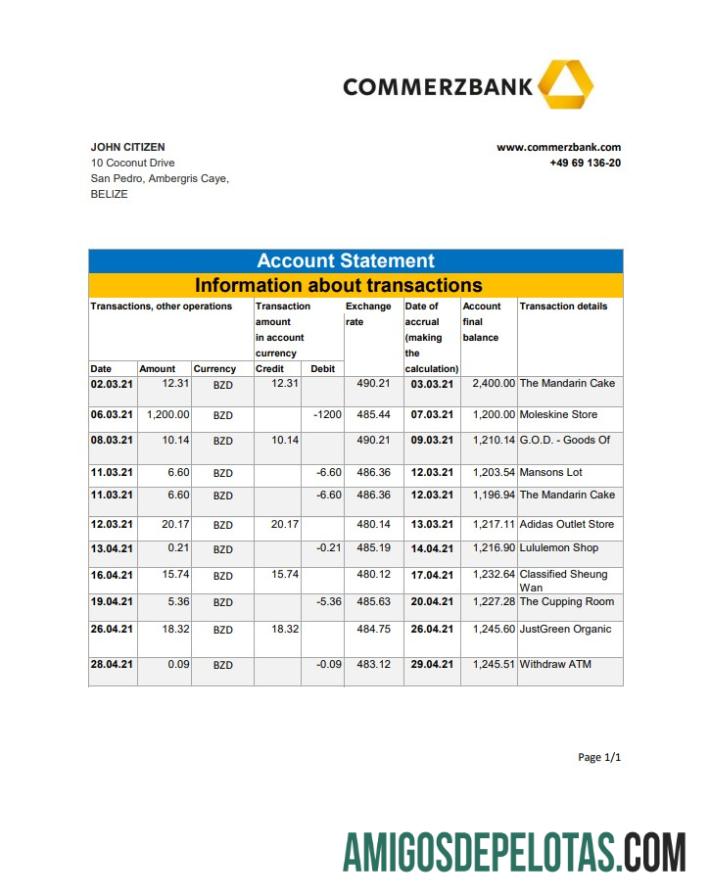 Dapat Diedit Belize Commerzbank bank laporan easy to fill templat in Excel and PDF format