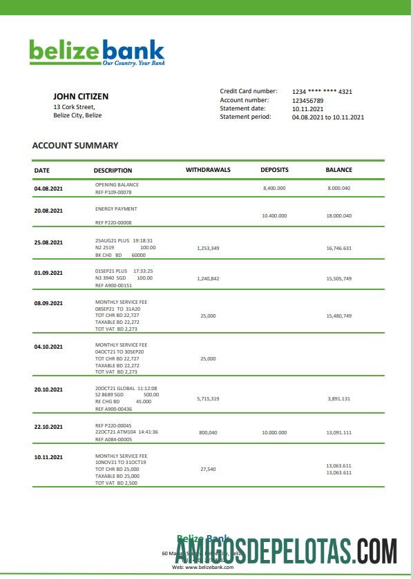 Realistis Belize bank laporan templat in Word and PDF format, fully Dapat Diedit
