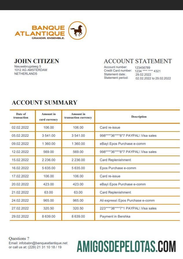 Benin Banque Atlantique bank laporan templat