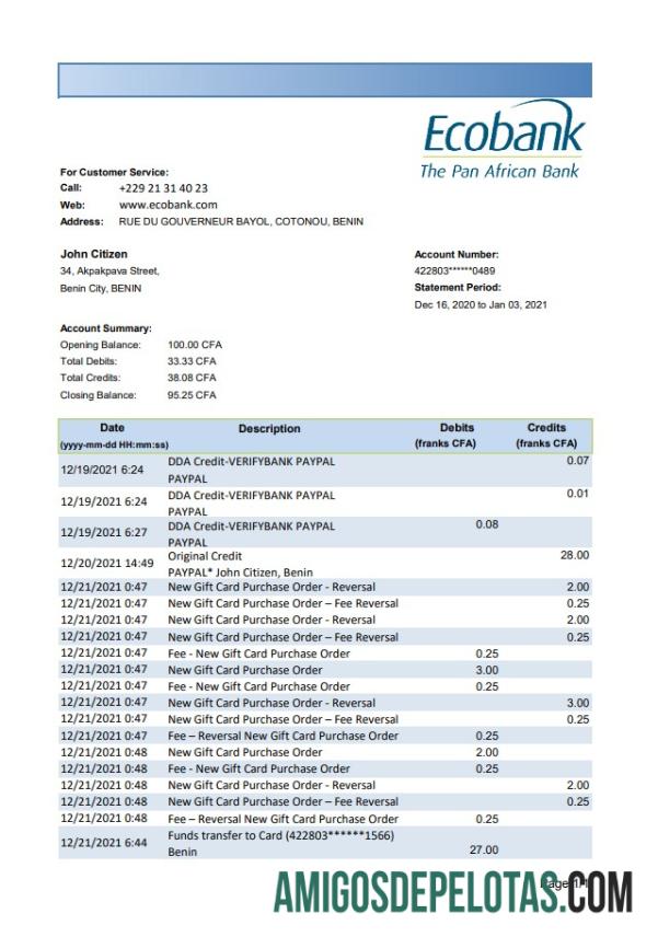 Berkualitas Benin Ecobank bank laporan easy to fill templat in .XLS and .PDF Berkas format