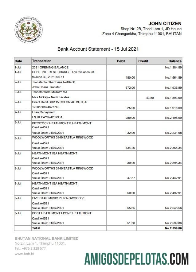 Realistis Bhutan nasional bank laporan easy to fill templat in Excel and PDF format