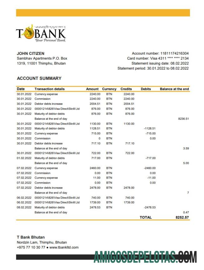 Bhutan T bank laporan XLS makering