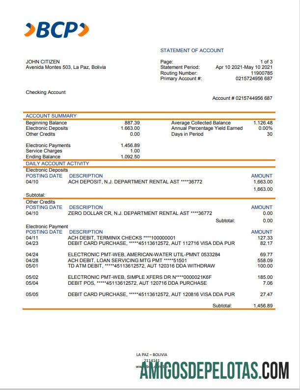 Premium Bolivia banco de cre╠üdito de Bolivia bank laporan templat in Word and PDF format