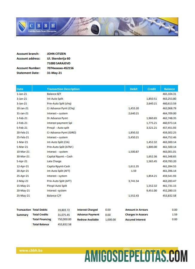 Premium Bosnia dan Herzegovina Central bank laporan easy to fill templat in Excel and PDF format (AutoSum)