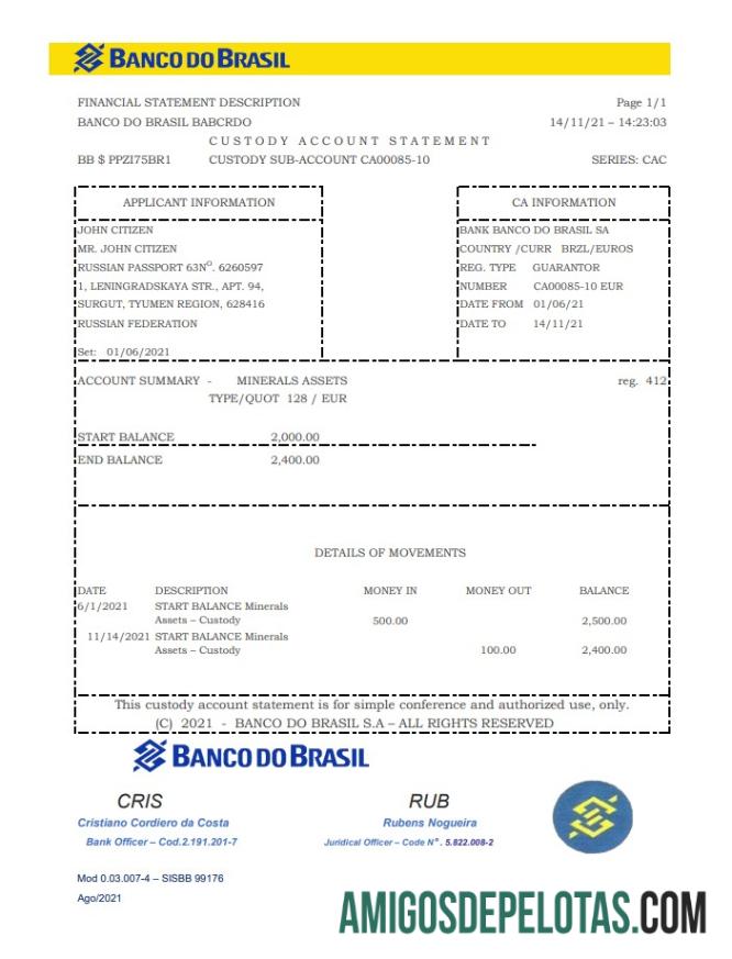 Realistis Brasil Banco do Brasil bank laporan easy to fill templat in Excel and PDF format