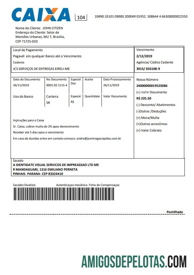 Brasil Caixo bank laporan sampel
