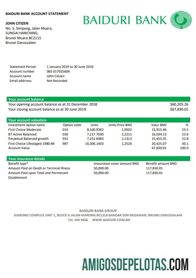 Brunei Baiduri bank laporan desain