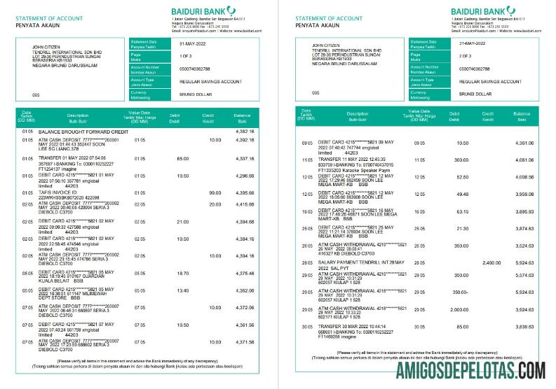 Profesional Brunei Baiduri bank laporan, Word and PDF templat, 3 pages
