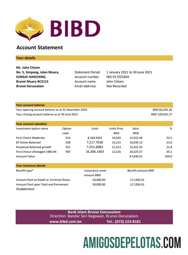 Realistis Brunei bank Islam Brunei Darussalam bank laporan easy to fill templat in Excel and PDF format (AutoSum)