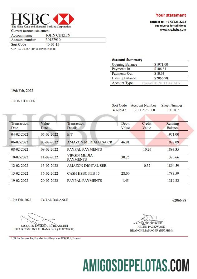 Brunei HSBC bank laporan desain
