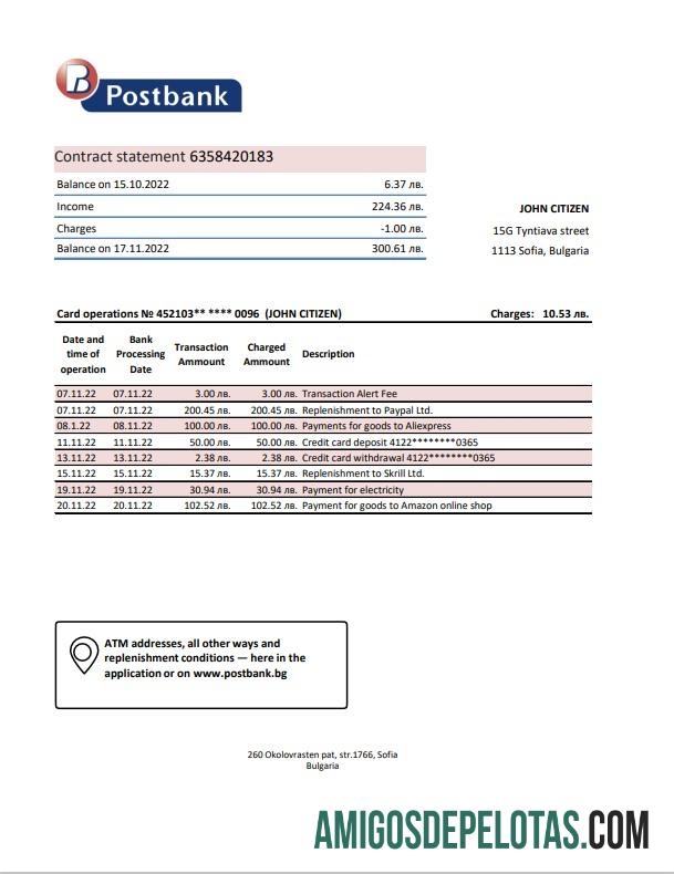 Profesional Bulgaria Postbank bank laporan templat in Excel and PDF format