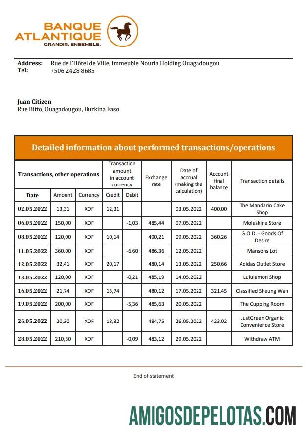 Burkina Faso Banque Atlantique bank laporan templat