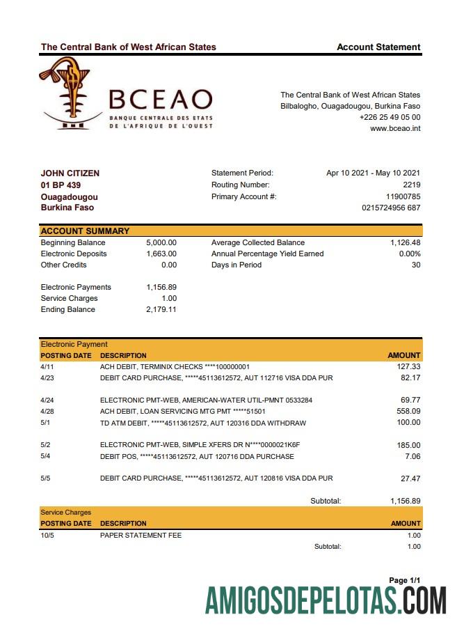 Realistis Burkina Faso The Central bank of West African States bank laporan easy to fill templat in Excel and PDF format
