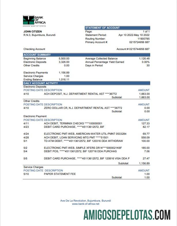 Premium Burundi bank of Africa bank laporan Excel and PDF templat (AutoSum)