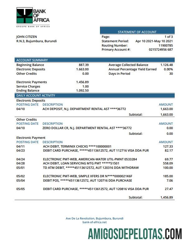 Premium Burundi bank of Africa bank laporan Word and PDF templat