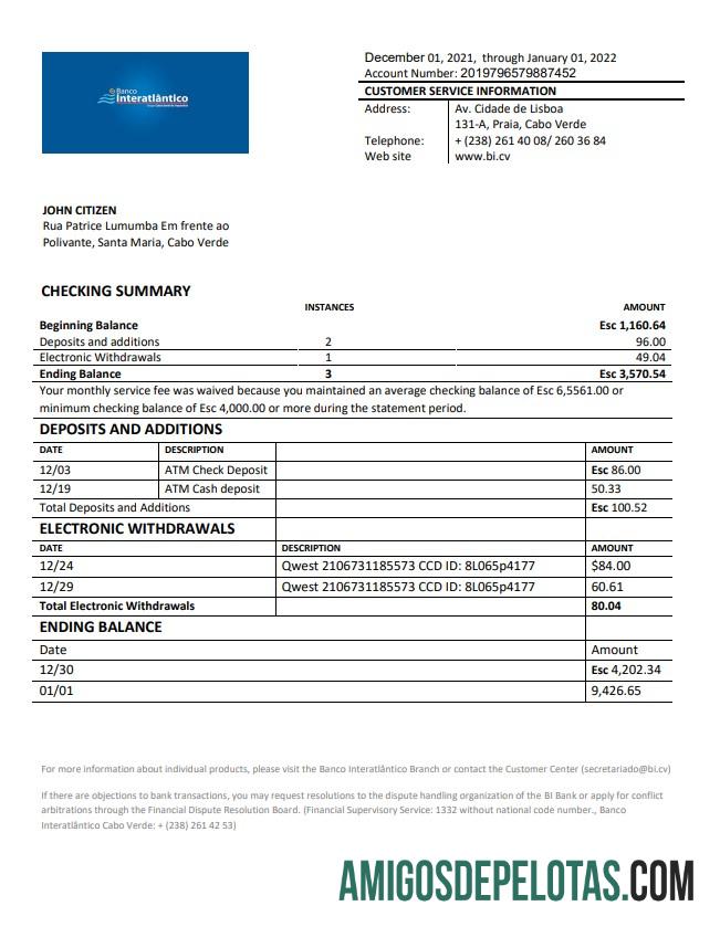 Tanjung Verde Banco Inter Atla╠éntico bank laporan sampel