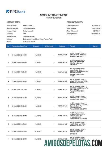 Berkualitas Kamboja PPCBank rekening laporan┬áWord and PDF templat