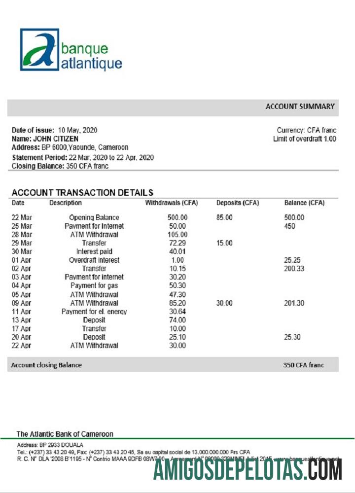 Dapat Diedit Kamerun Atlantic bank laporan templat, Word and PDF format