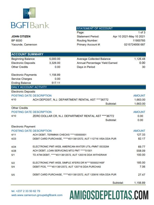 Dapat Diedit Kamerun BGFI bank laporan easy to fill templat in Excel and PDF format