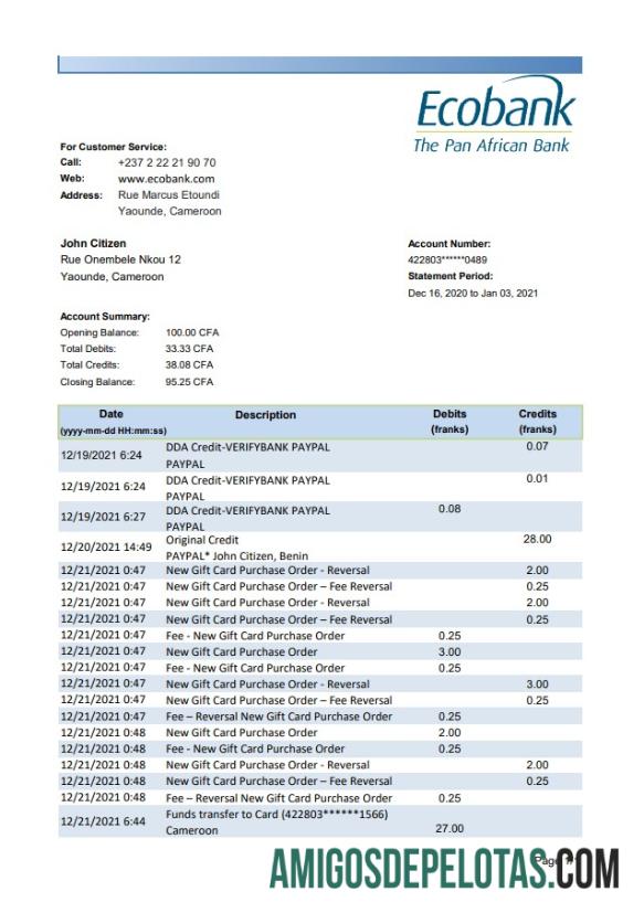 Berkualitas Kamerun Ecobank bank laporan easy to fill templat in .XLS and .PDF Berkas format