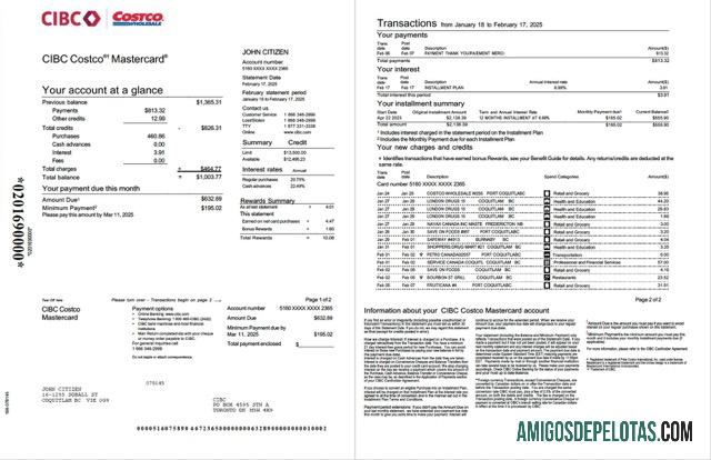 Profesional Kanada CIBC bank rekening laporan Word and PDF templat, 2 pages ┬á