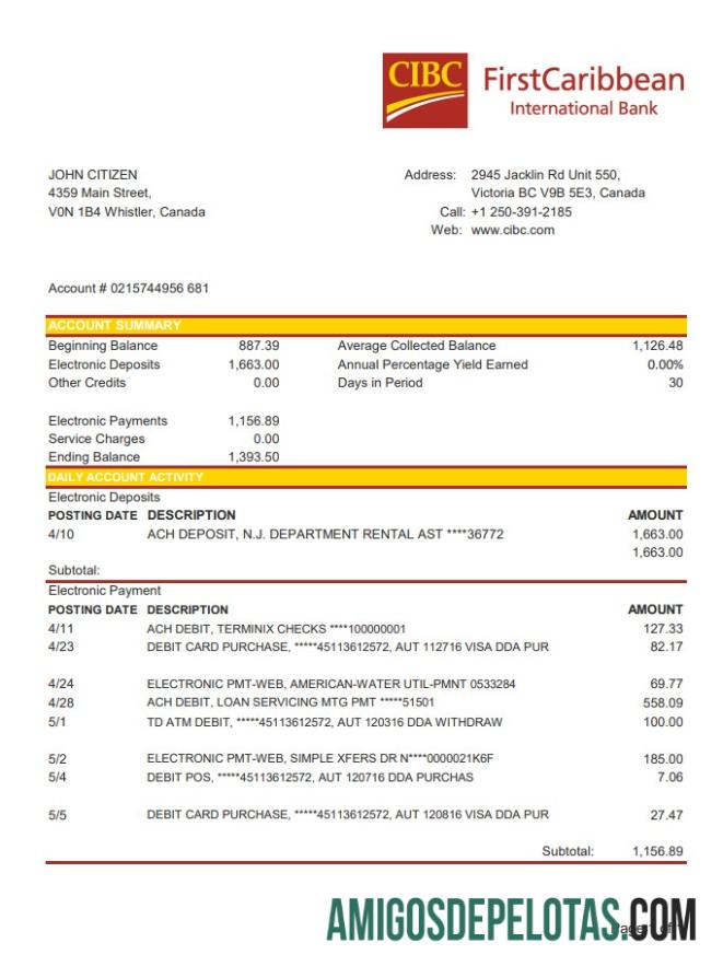 Kanada CIBC bank Excel PDF pratinjau