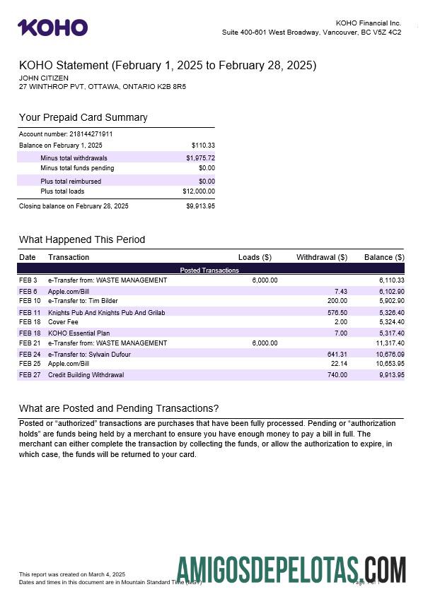 Premium Kanada KOHO Financial Incorporated laporan templat in Word and PDF format