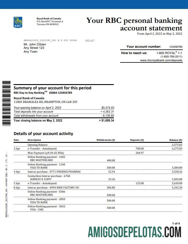 Profesional Kanada Royal bank of Kanada (RBC) bank laporan, Word and PDF templat, 4 pages, versi 2
